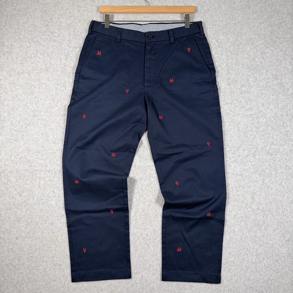 Brooks Brothers Clark Fit Pants Mens *34x28 Navy Crab/Lobster AOP All Over Print